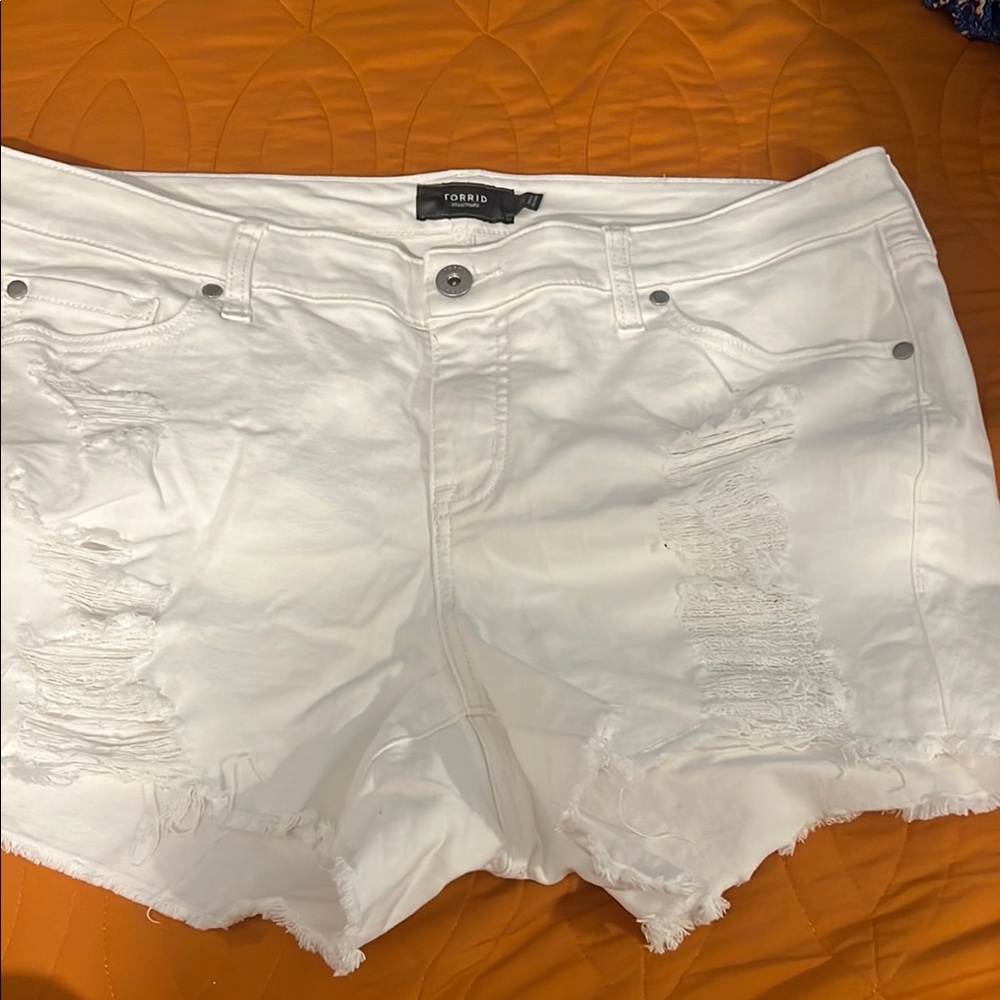 Torrid White Distressed Jean Shorts